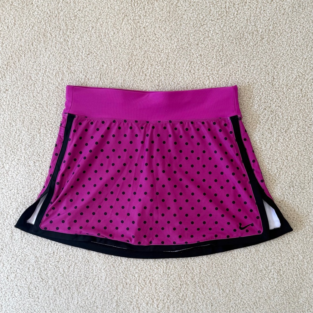 Nike Women's Fuchsia and Black Polka Dot Tennis Skirt